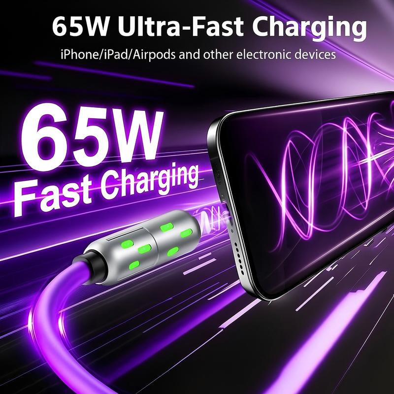 [Buy 1 Get 1 Free] 6.6FT 4-In-1 USB-C Cable PD Fast Charging Data Sync USB-A Type-C Lightning Aluminum Compatible Cellphone Smartphone Electronic Charger