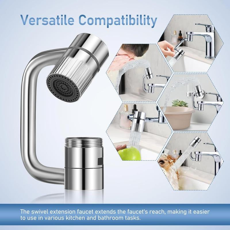 Rotatable Faucet Aerator Extension - for Effortless, All-Angle Control, Rotating Swivel Faucet Aerator Extender, Kitchen Bathroom Sink Faucets Sprayer Attachment with 2 Mode Splash(1Pc)