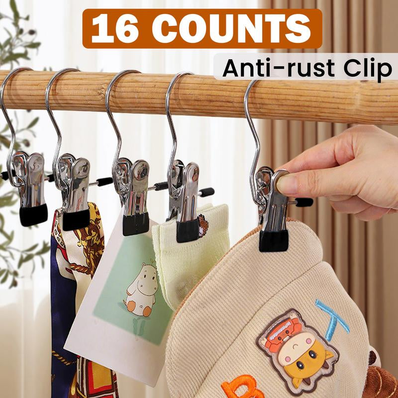 Boot Hangers for Closet 16 Counts, Boot Clips for Hanging, Space Saving Hanging Boot Rack, Multi Function Hooks  for Home, Travel, Pants, Socks, Handbags
