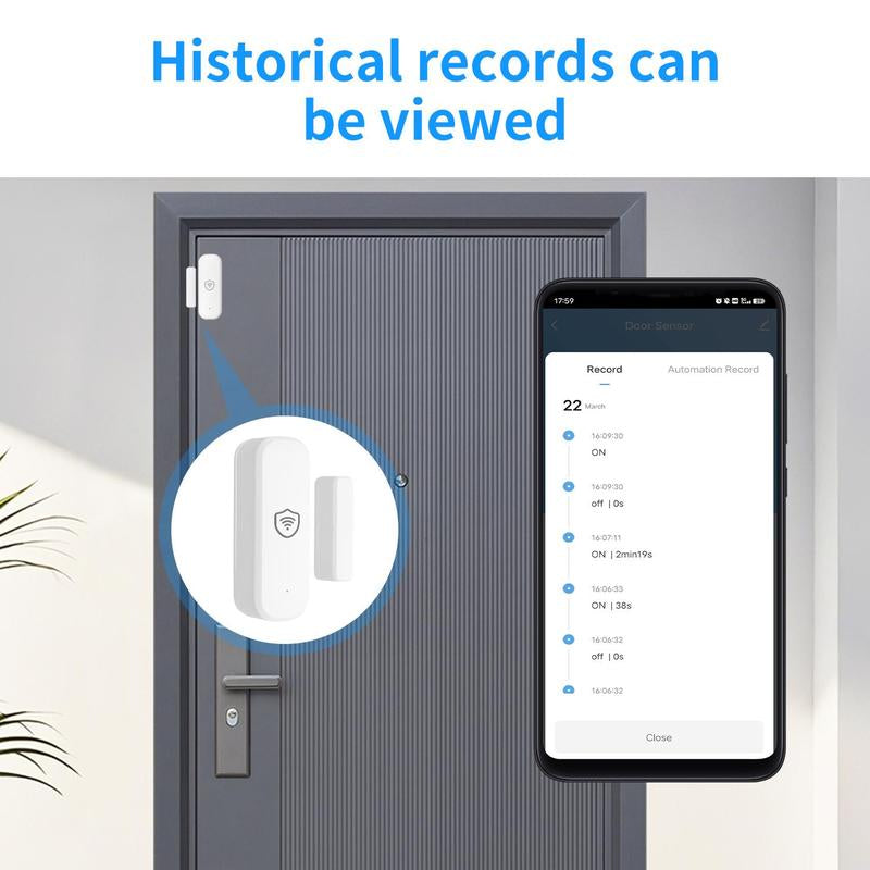 Yfk-Tuya Wifi Smart Door Window Sensor - Real-Time Security Alerts Compatible with Alexa & Google Home for Enhanced Smart Home Security