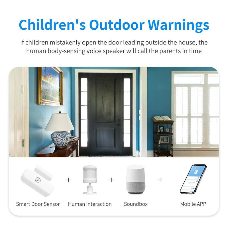 Yfk-Tuya Wifi Smart Door Window Sensor - Real-Time Security Alerts Compatible with Alexa & Google Home for Enhanced Smart Home Security